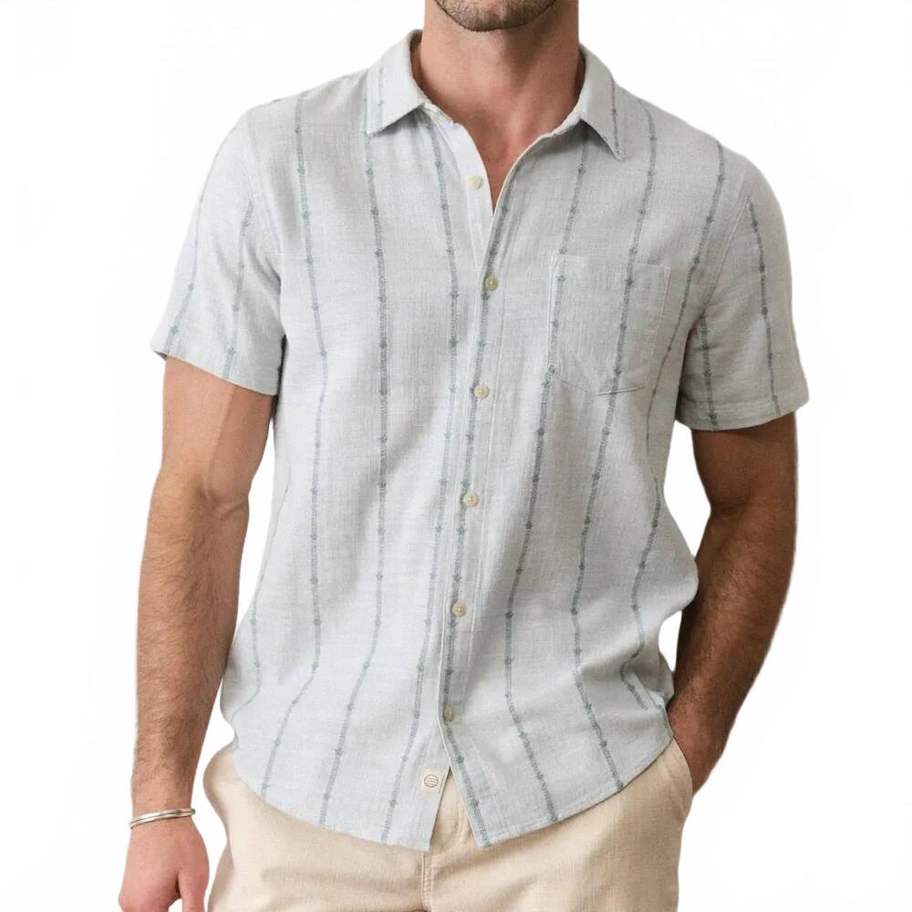 NEW MARINE LAYER embroidery stretch selvage shirt in blue